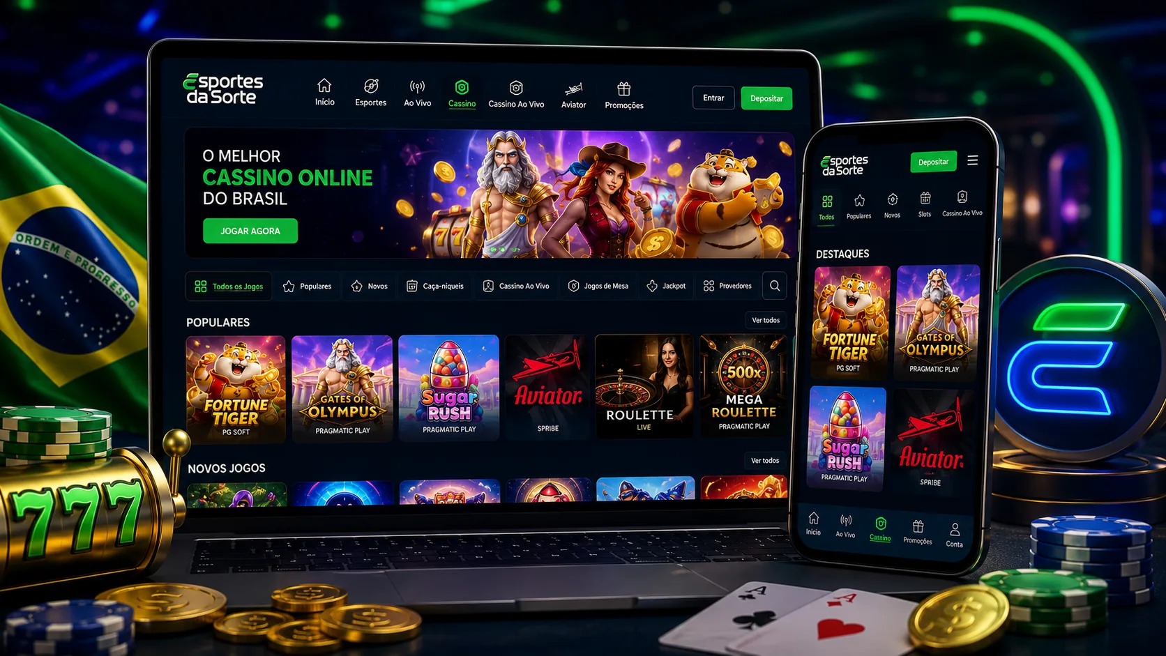 Interface do lobby de jogos da Esportes da Sorte no Brasil