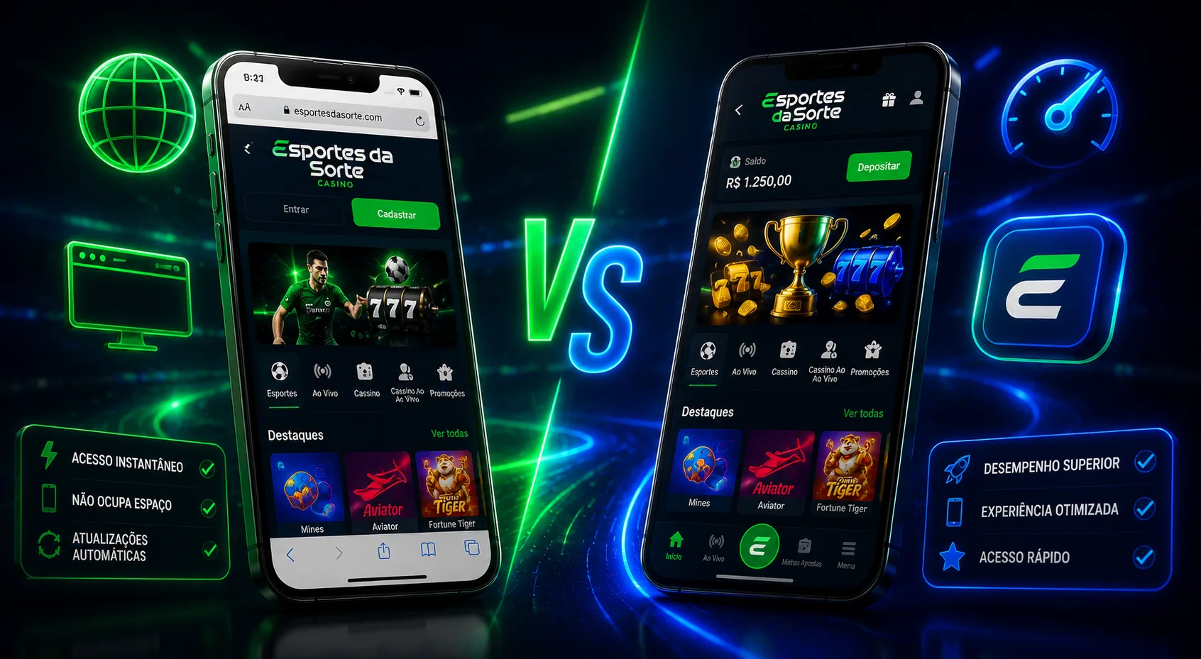 Esportes da Sorte mobile site and app experience in Brazil