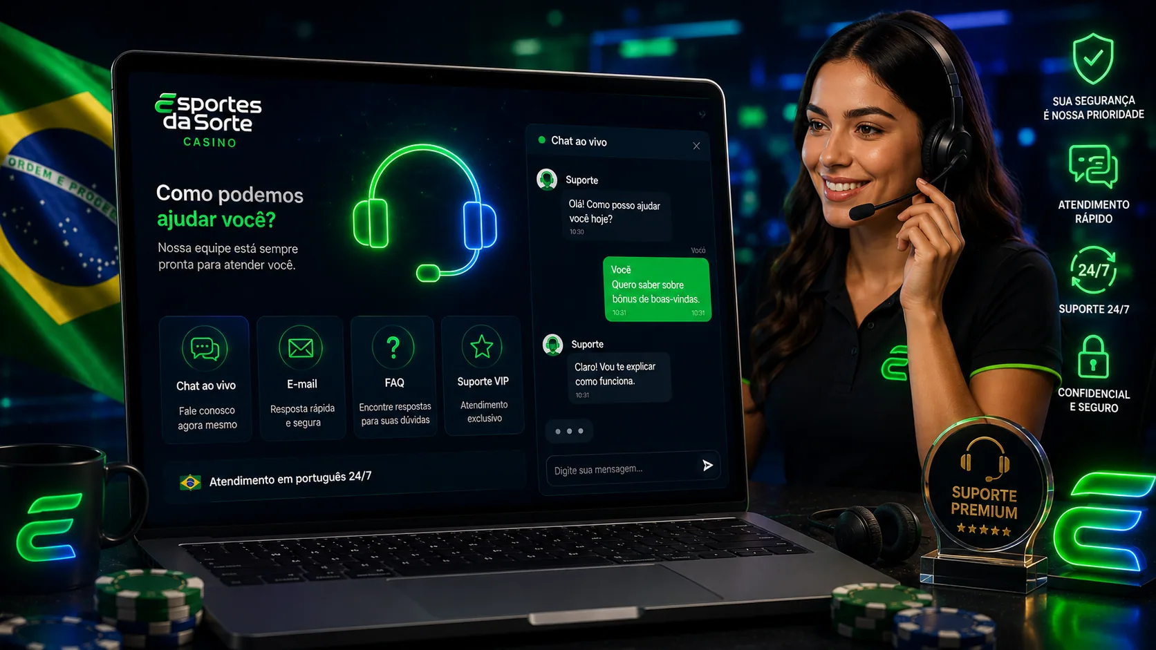 Atendimento ao cliente da Esportes da Sorte no Brasil (chat ao vivo e e-mail)