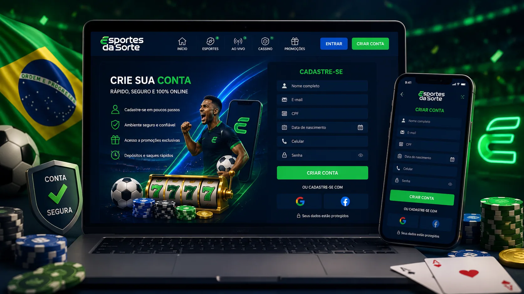 Tela de cadastro na Esportes da Sorte Brasil